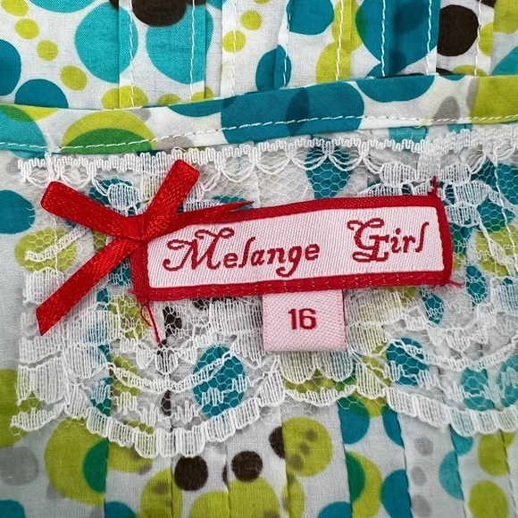 Melange Girl Green Blue Floral Print 3/4 Sleeve Blouse Size 16 Big Girl’s - Picture 2 of 6